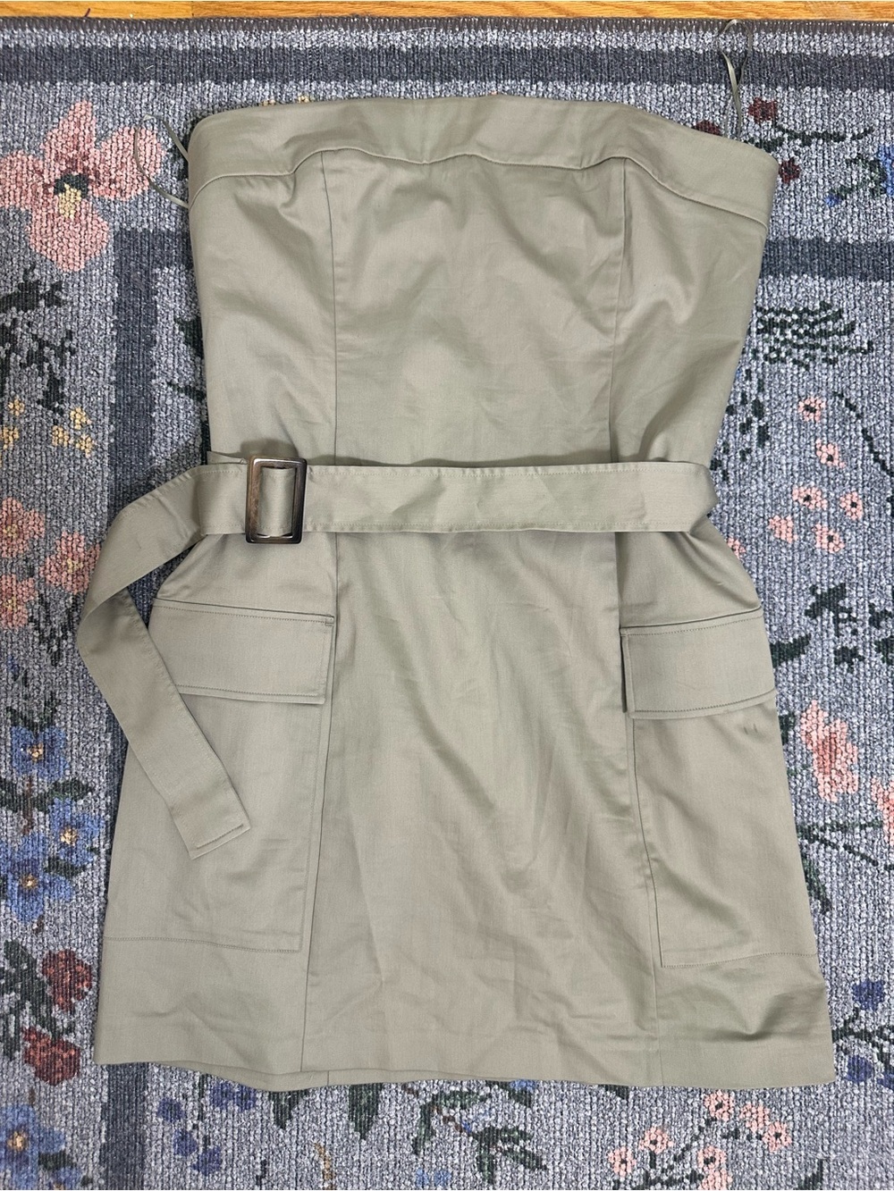 A&F Abercrombie Strapless Utility Mini Dress Frosty Olive Green L light
